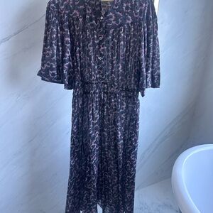 Isabel Marant Black and Purple Long Sleeve Dress